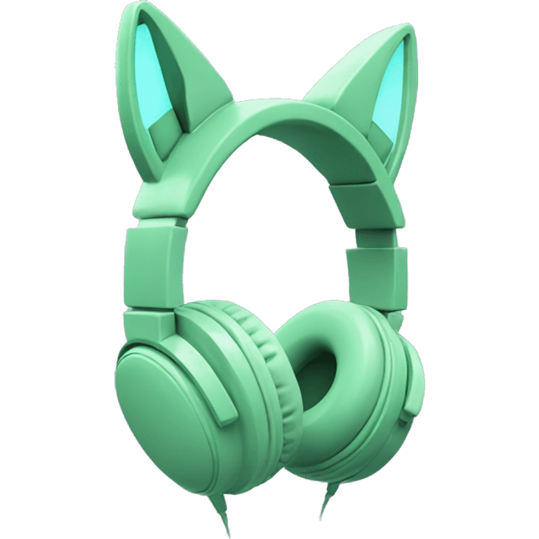 Pastel green cat ear gaming headphones emoji