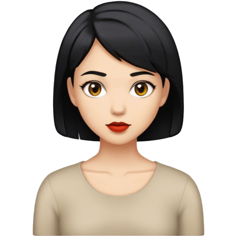 A woman with black middle short hair emoji