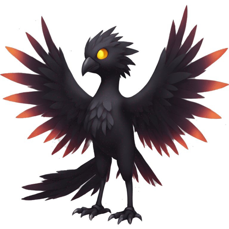 Fantasy legendary dark bird shadow-type-Phoenix Fakemon full body emoji