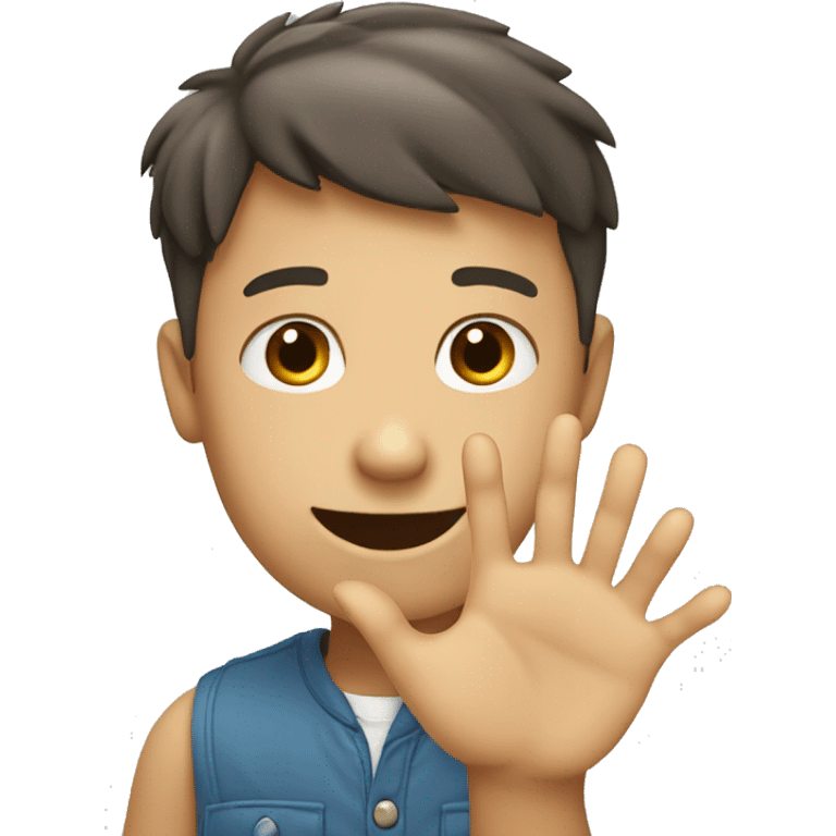 Boy saying hello with hand  emoji