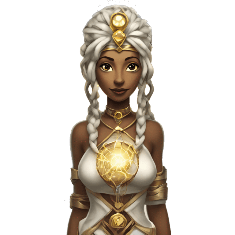 Technomancy Goddess is a mystical being who controls both magic and technology. She can cast spells on technological networks. Her powers blend the ancient art of magic with advanced cybernetics and technology. She can command machines emoji