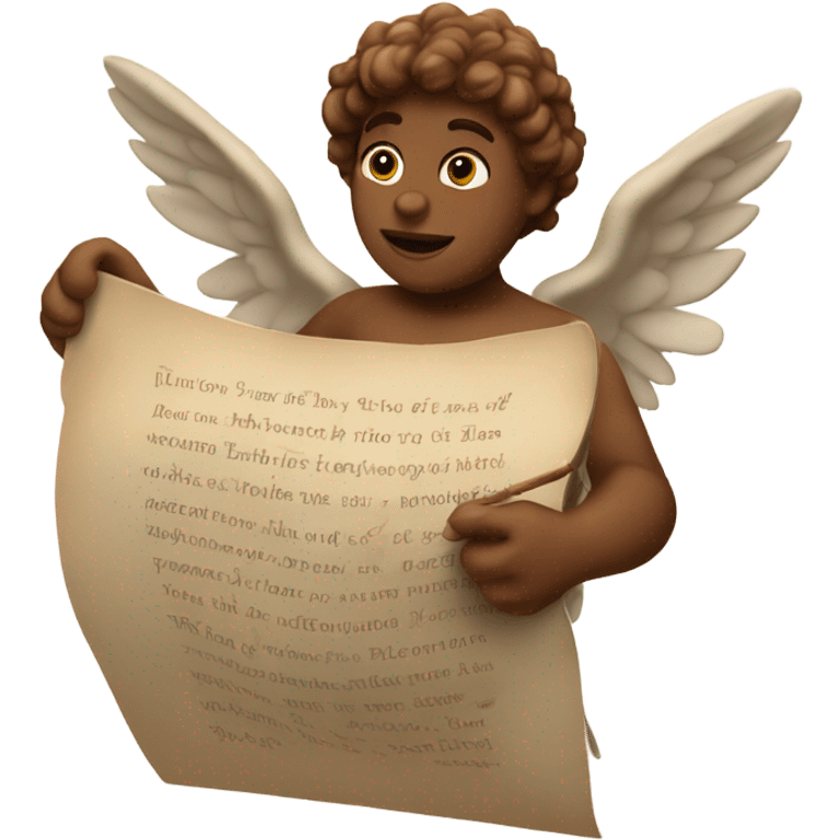 Realistic Photo of cupid poetry scrol emoji