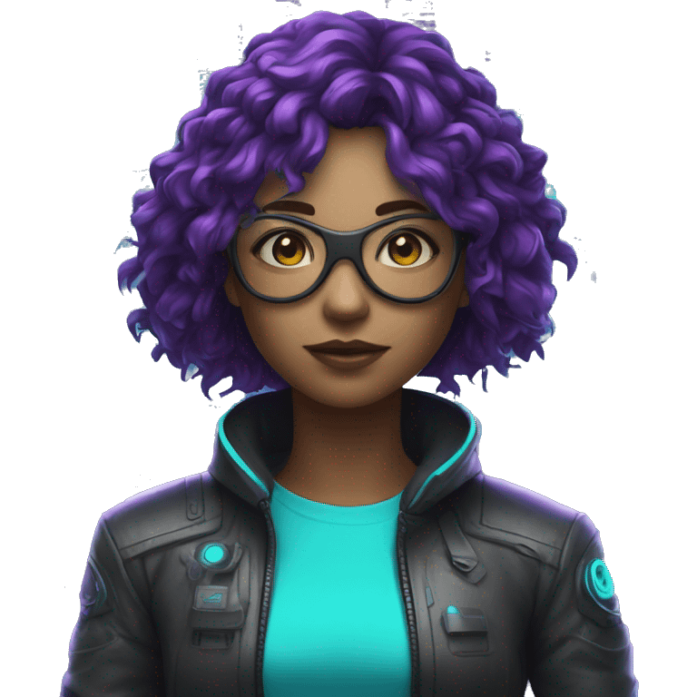 agent, scanner, cyberpunk, code, cyan and purple colors, only upper body portrait emoji