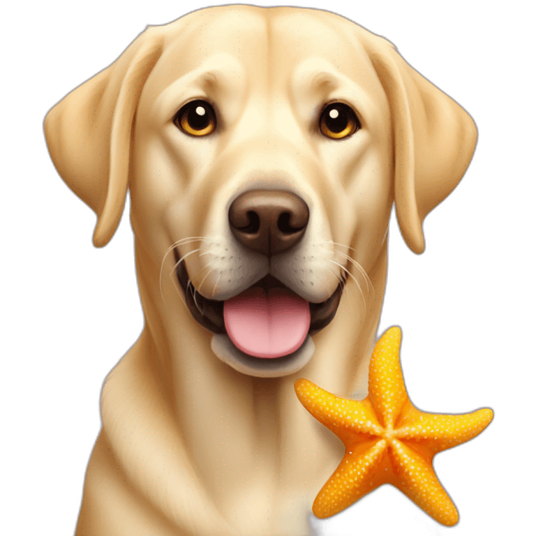 Yellow Labrador with starfish in his mouth emoji