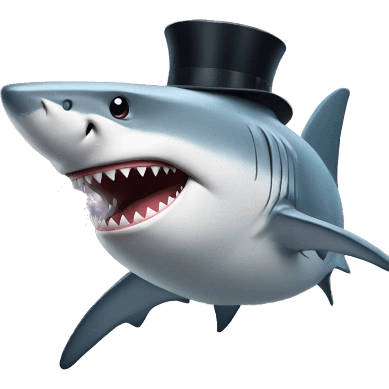 Shark with a top hat emoji