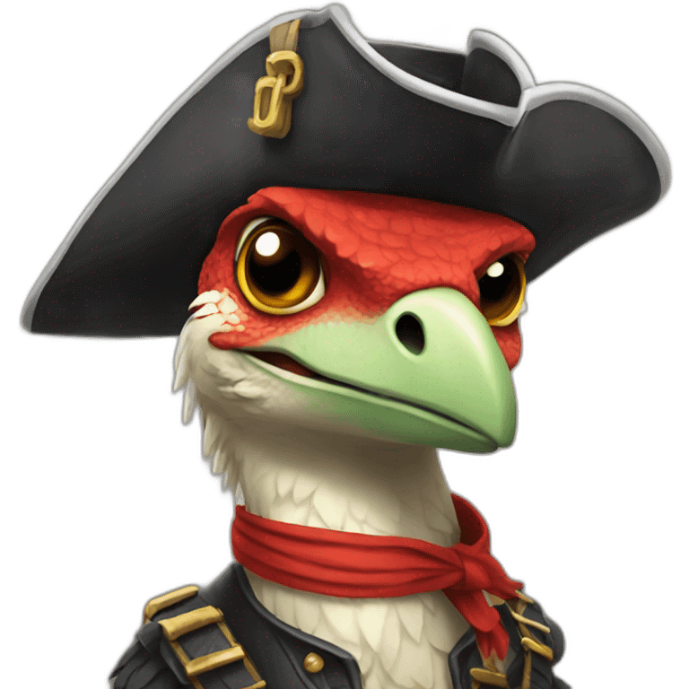 Raptor with a pirate hat emoji