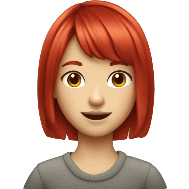 Bob cut chili red hair smiling fair skin girl with bang emoji