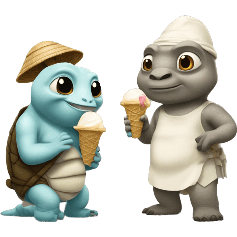 Master oogway and Kanye west eating ice cream  emoji