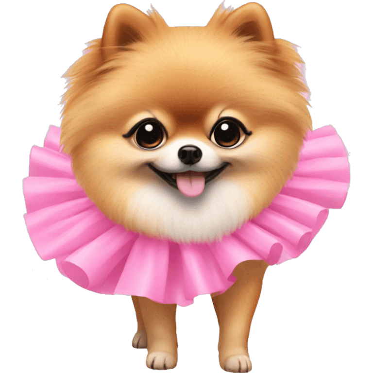 Pomeranian wearing a pink tutu  emoji