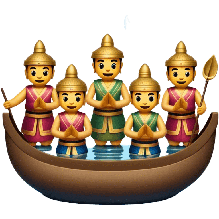 Cinematic Realistic Water Puppetry Emoji, depicted as a whimsical scene of traditional water puppets performing on a reflective water stage, rendered with vivid textures and dynamic playful lighting that captures its enchanting charm. emoji