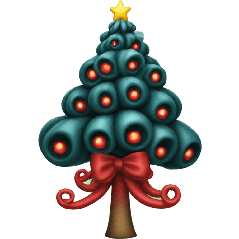 black tentacles Christmas tree emoji