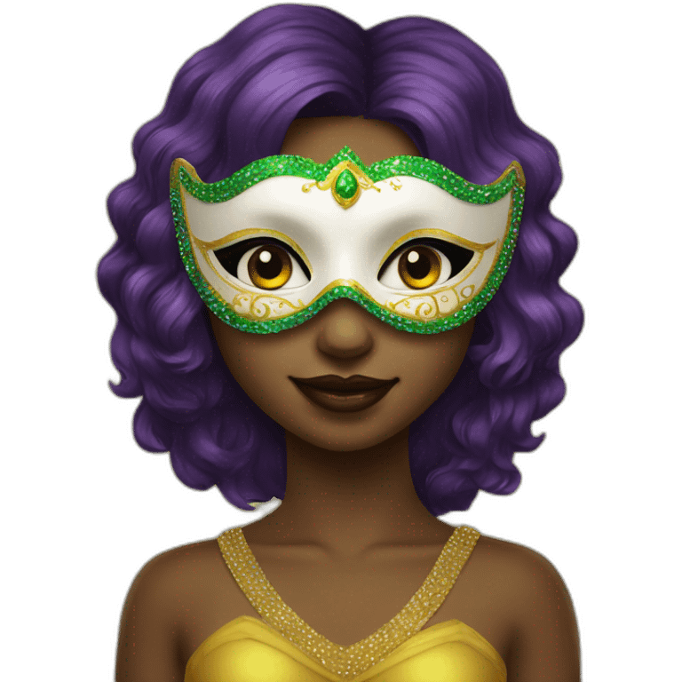 girl wearing a mardi gras mask white skin emoji