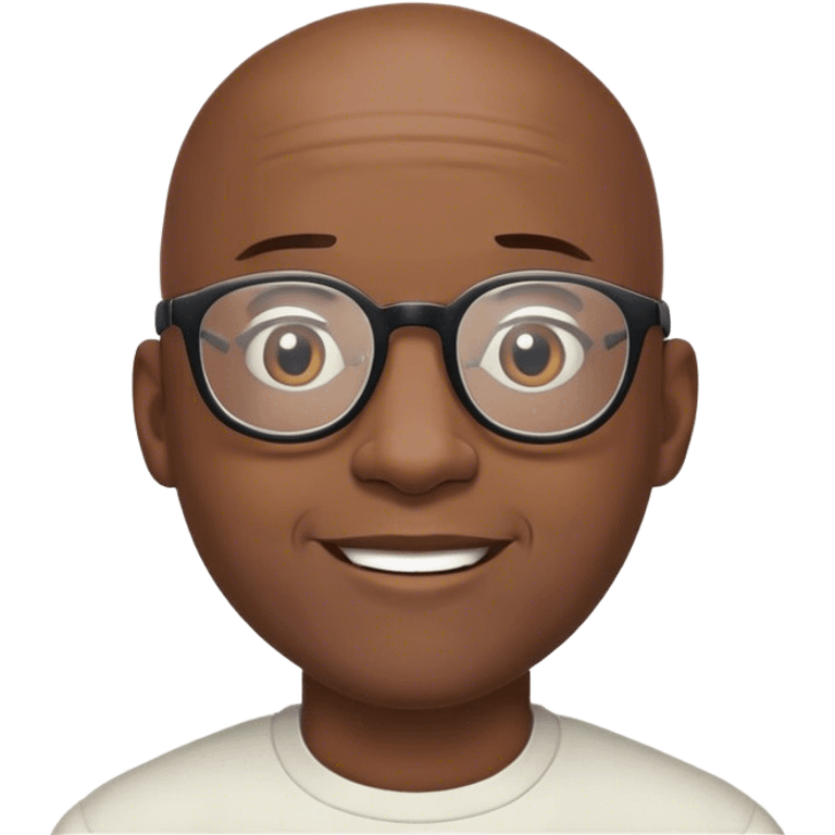 Black bald man with glasses praising god emoji