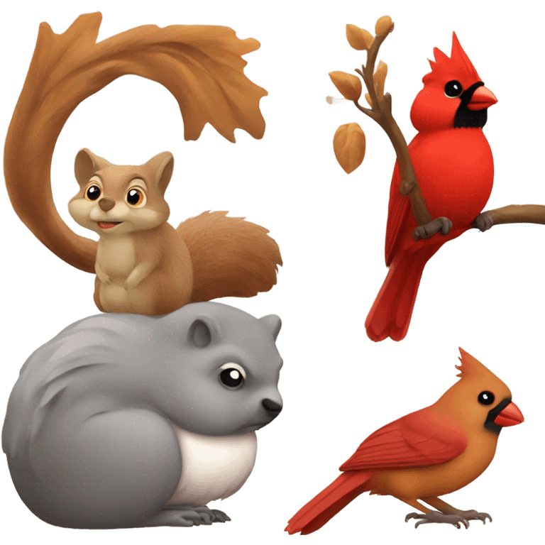 Fat cardinal beside squirrel  emoji