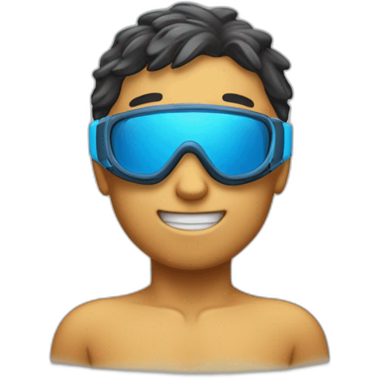  front view of an emoji boy ready to swim with swim goggles emoji