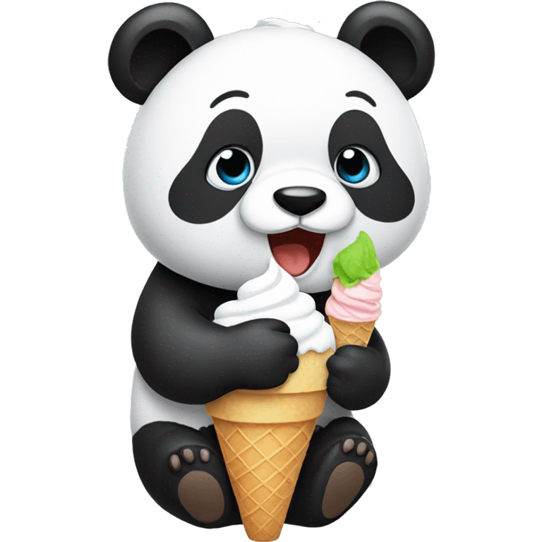 Panda eating ice cream emoji