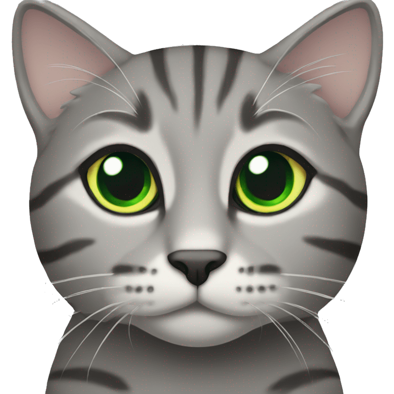 Gray tabby cat with green eyes emoji