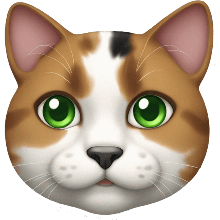 Huge fat calico cat with green eyes emoji