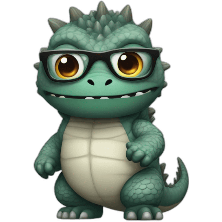 cute nerdy godzilla emoji