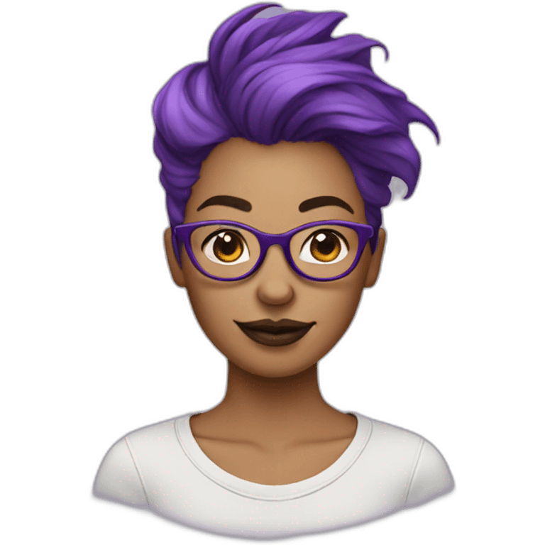 purple hair woman in glasses with a septum piercing emoji