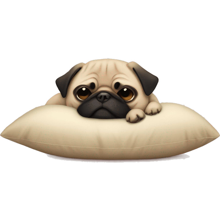 a pug dog sleeping on pillow emoji