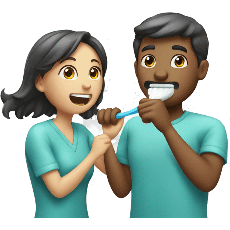 Men and women brushing teeth emoji