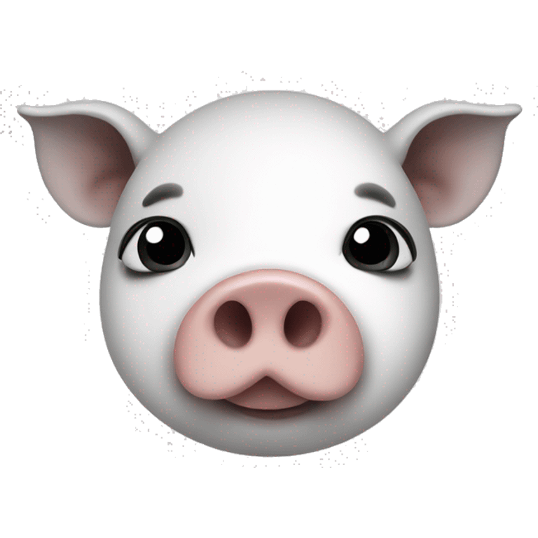 White pig with black areas around its left eyes emoji