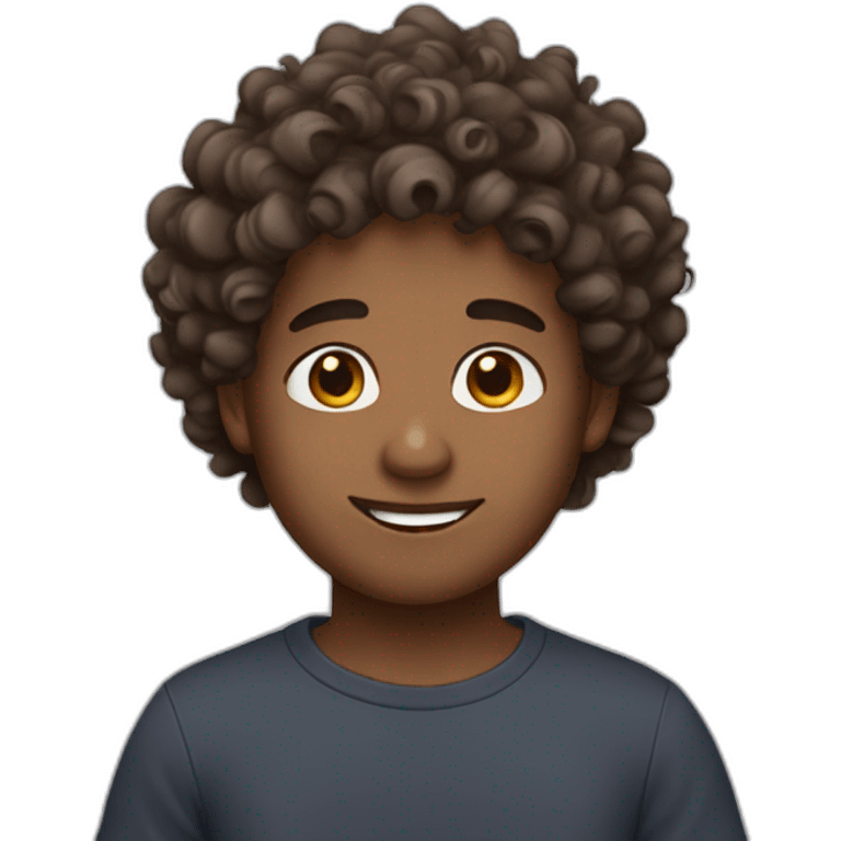 curly hair brown skin boy emoji