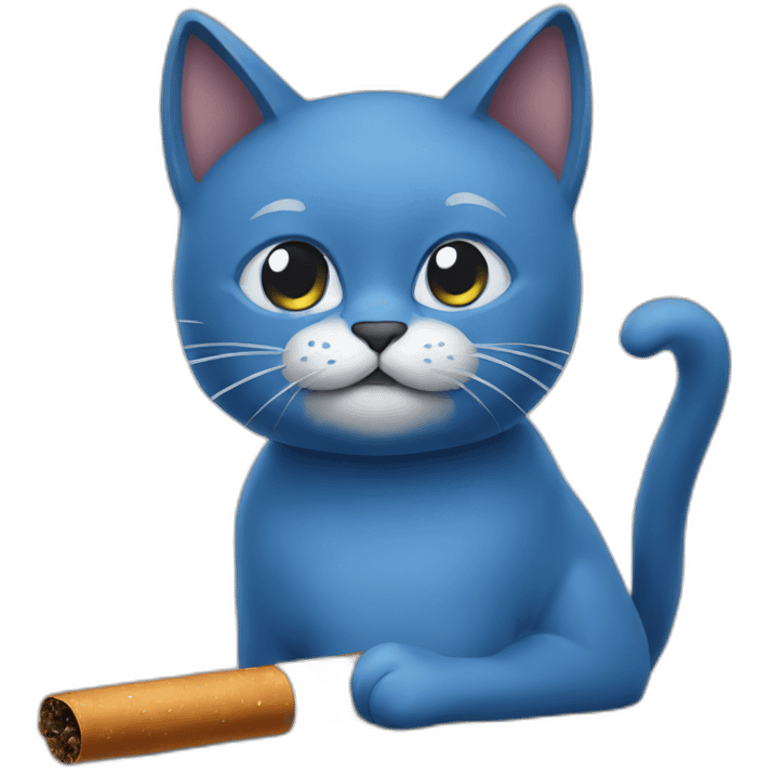 a blue cat smoking  emoji