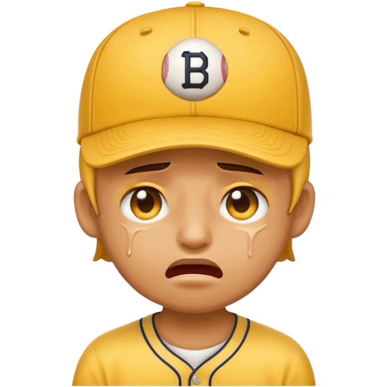 yellow crying emoji with baseball cap  emoji