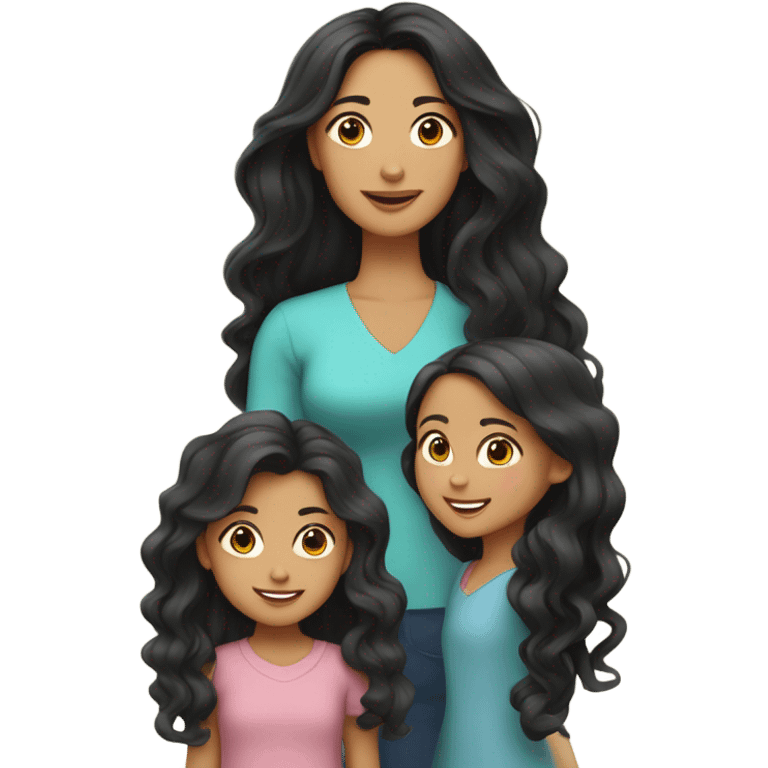 Mom vietnamese and 3 daughers long hair  emoji