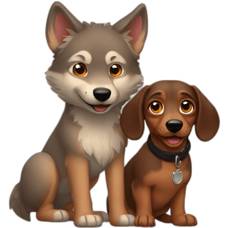 Wolf with Dachshund friend emoji