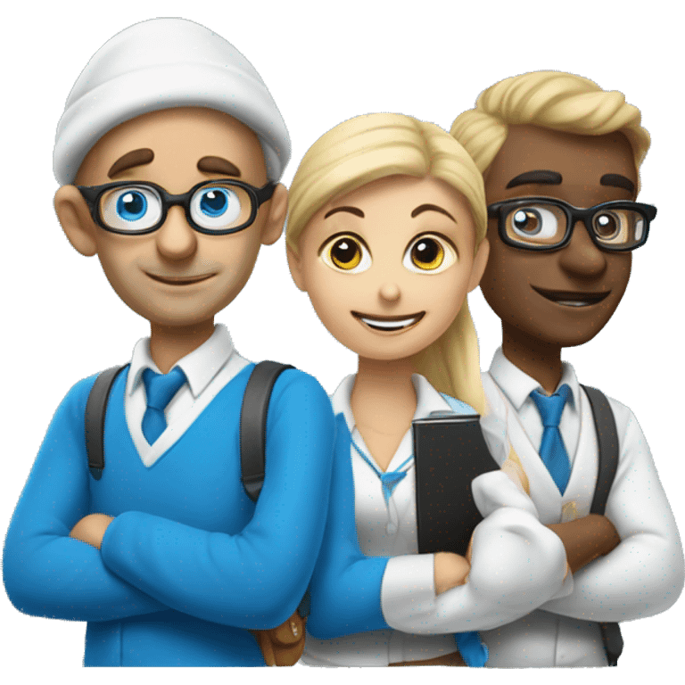 Three teacher smurfs emoji