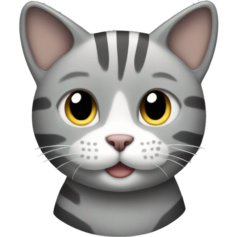 Grey striped cat with white paws emoji