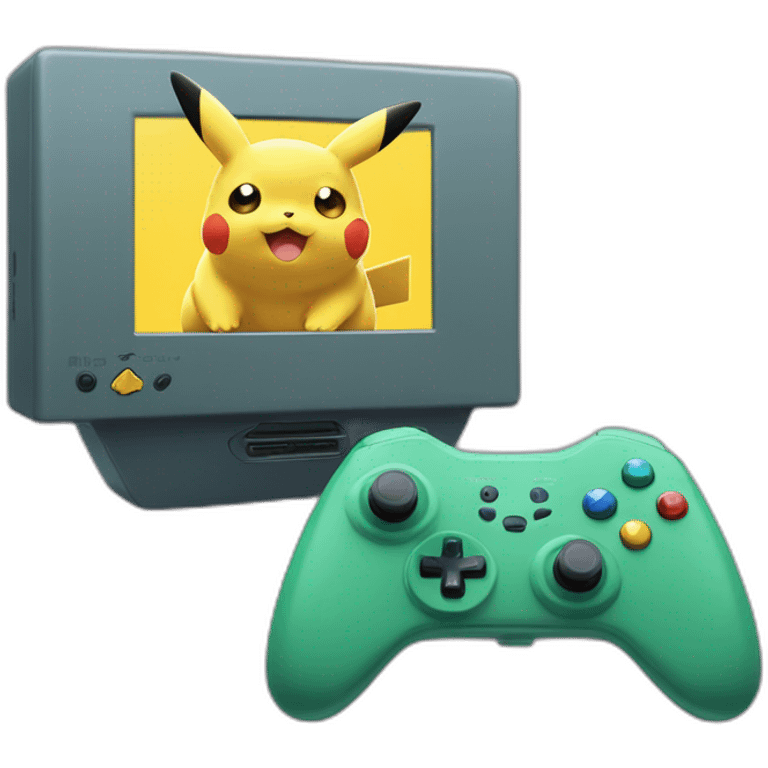 Pikatchu qui joue à la console emoji