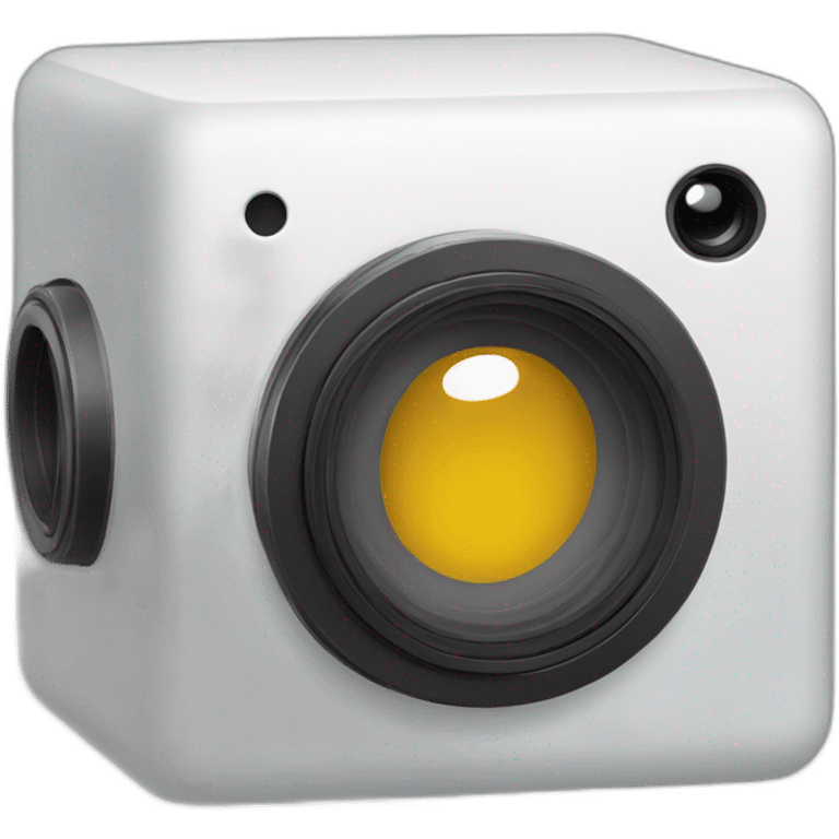 camera blanche et grise dans un cube emoji