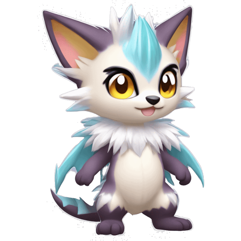 Anthro Scalie Spiky Cool Edgy Magical Shiny Colorful Pastel Sparkle Kemono-style Chibi Fantasy-Animal-Fakémon-Pokémon-Hybrid Fur Sona Aesthetic Full Body emoji