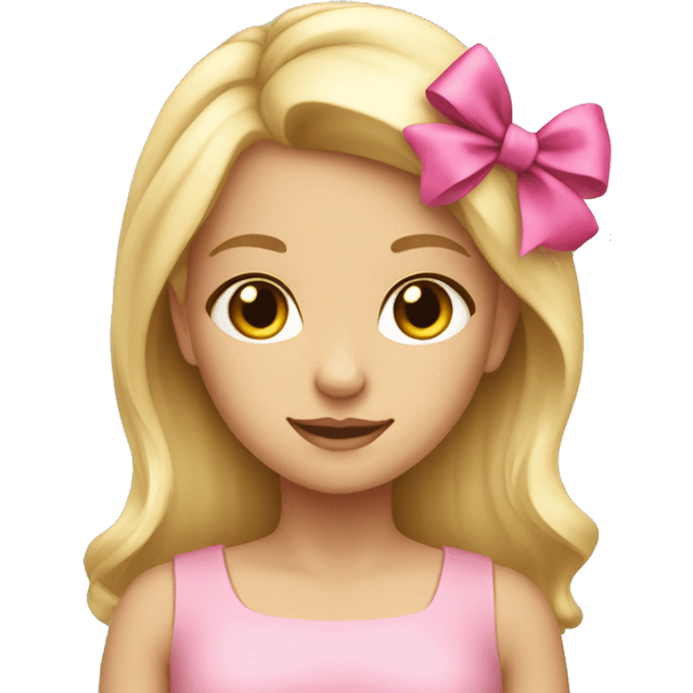 pretty blonde girl with a pink bow in her hair  emoji