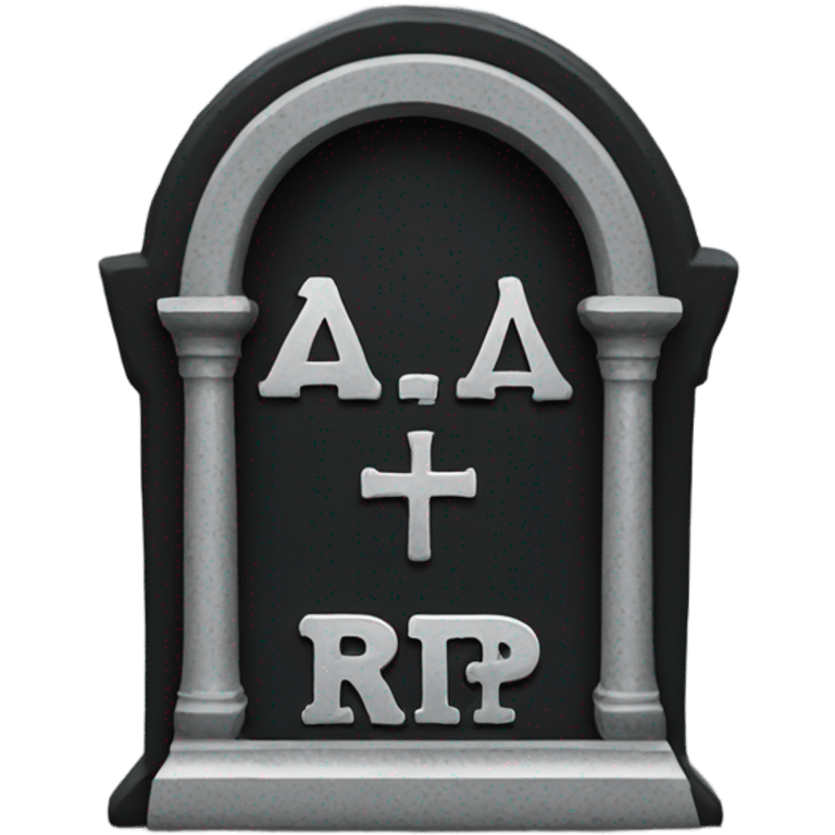 a black grave with the letters RIP on a silver  emoji