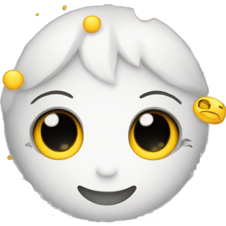 circulo blanco con rallas amarillas y ojos felices emoji