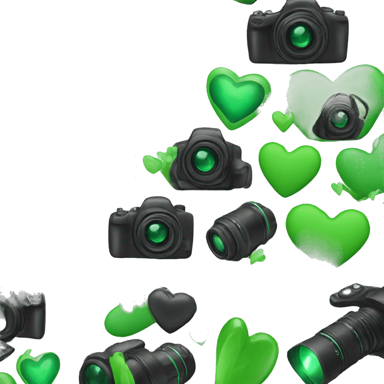 Black and green hearts with camera emoji