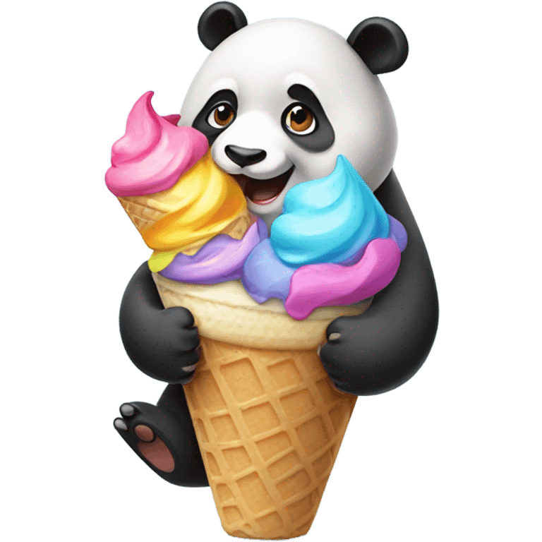 Panda eating ice cream emoji