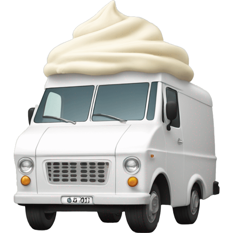 minimalistic white ice-cream van, profile view emoji