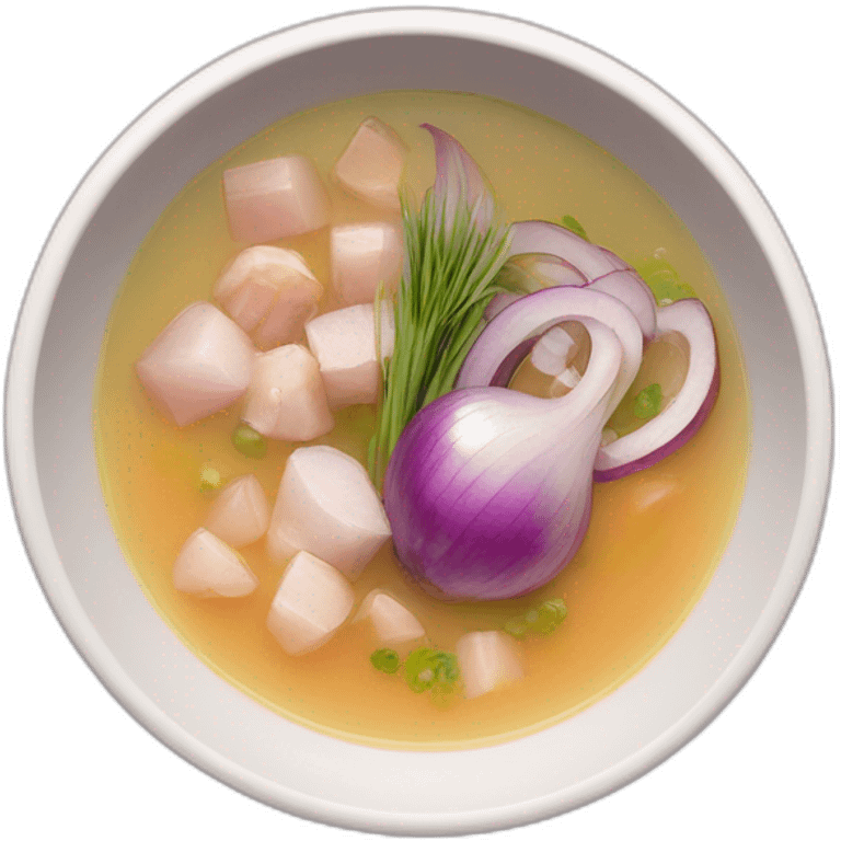 hot soup with the following ingredients red onions, albacore and yucca emoji