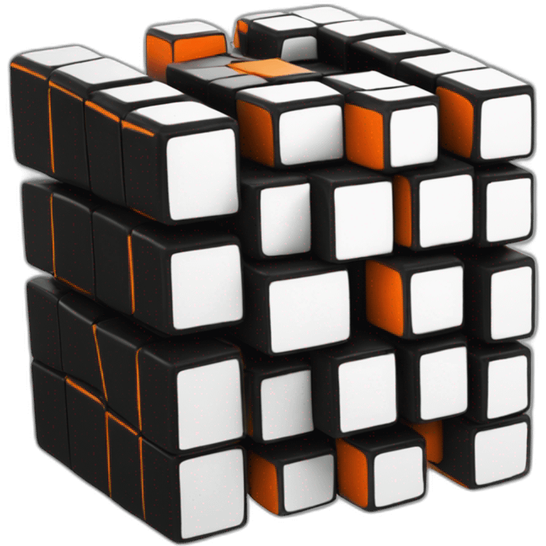 rubik cube black with orange details emoji