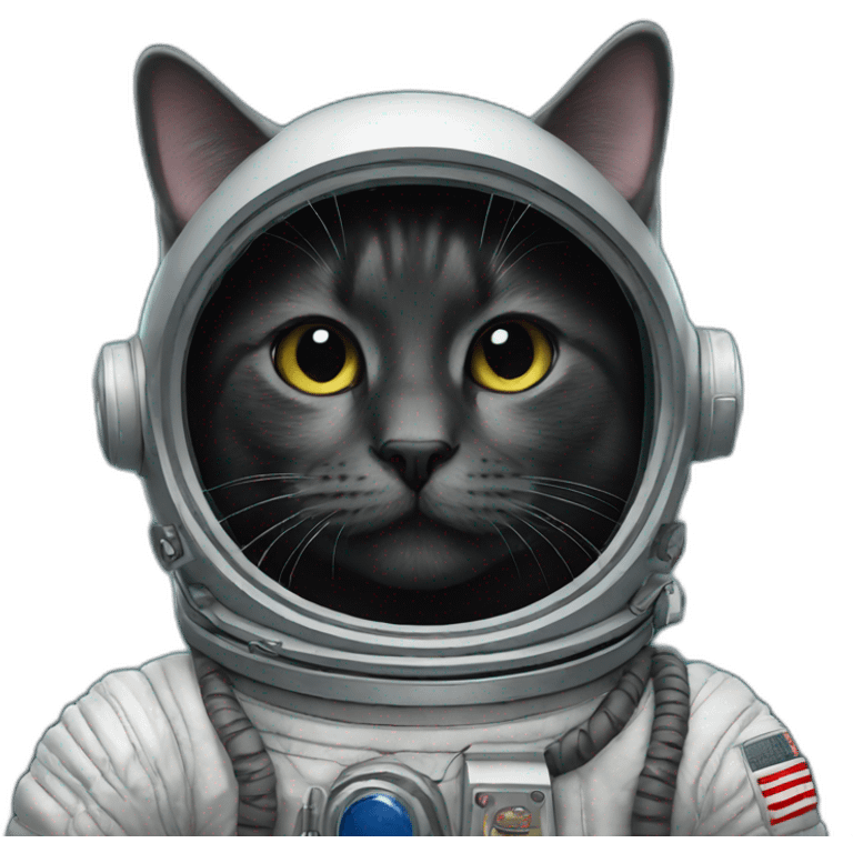 Black kiss cat-cosmonaut emoji