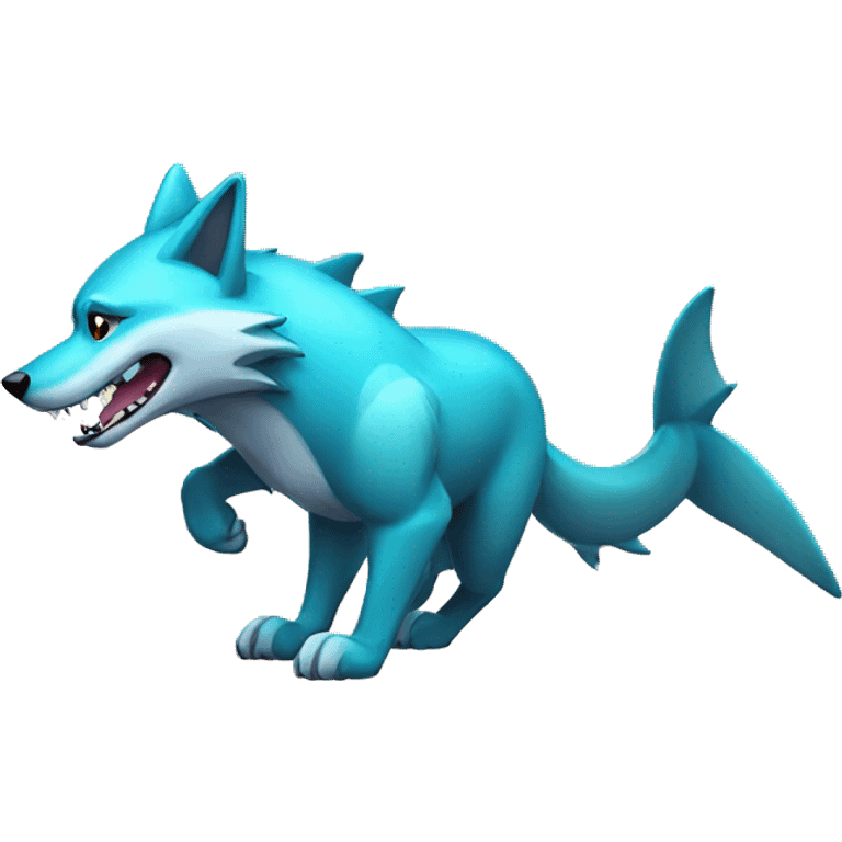 Shiny Colorful Wolf with a shark tail Full Body emoji