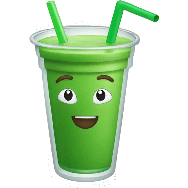 Green smoothie with one glass straw emoji