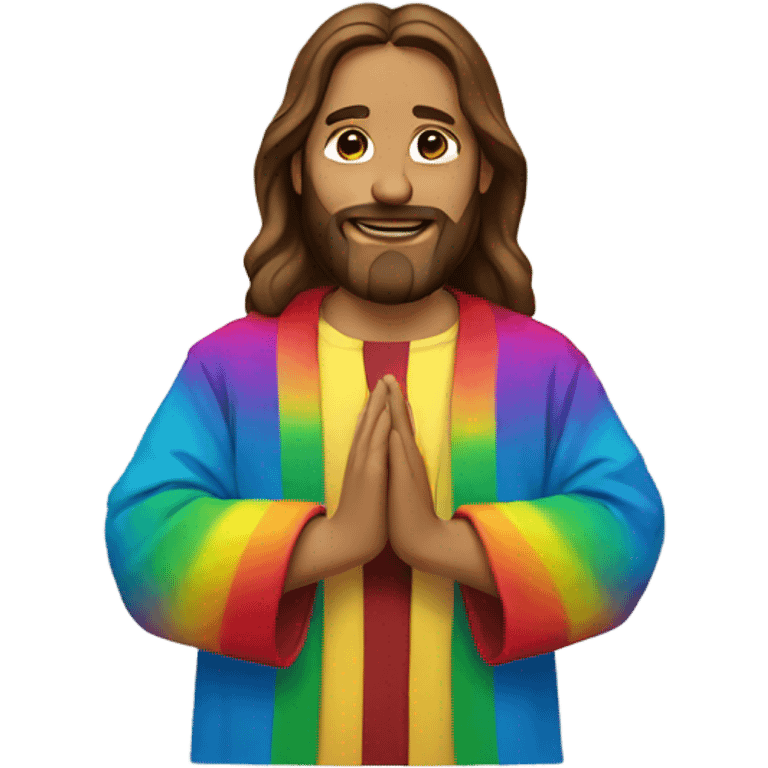 Jesus wearing a rainbow jacket emoji