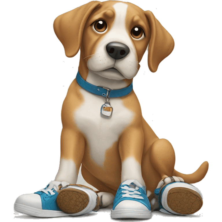 Dog with shoes emoji